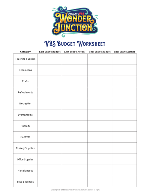 Budget Worksheet