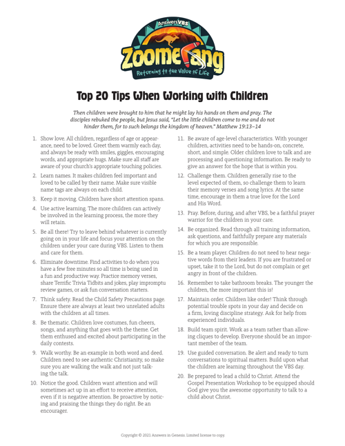 Top 20 Tips Working With Children