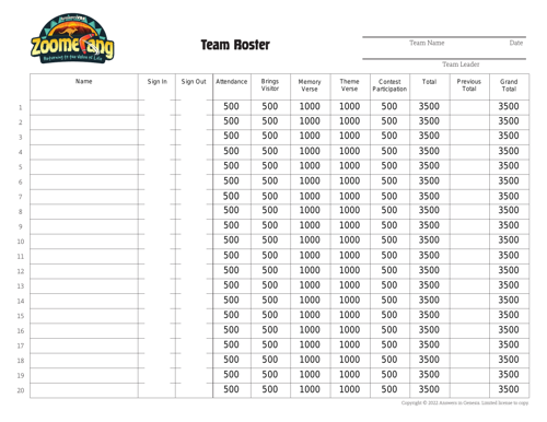 Team Roster