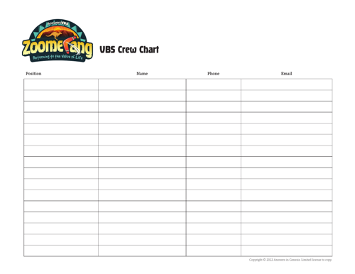 VBS Crew Chart