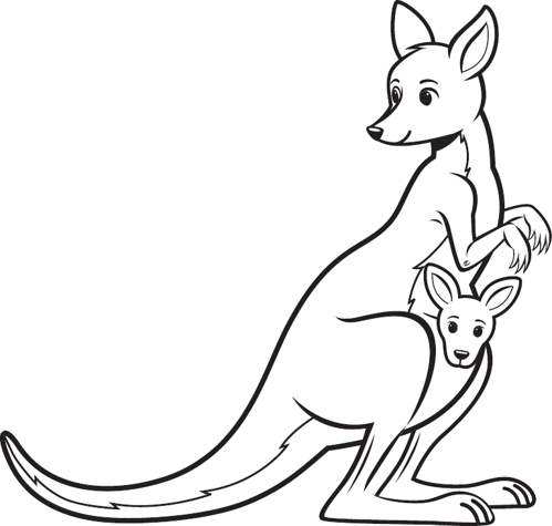 Simple Kangaroo With Joey