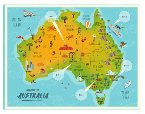 Australia Map with Stickers KJV